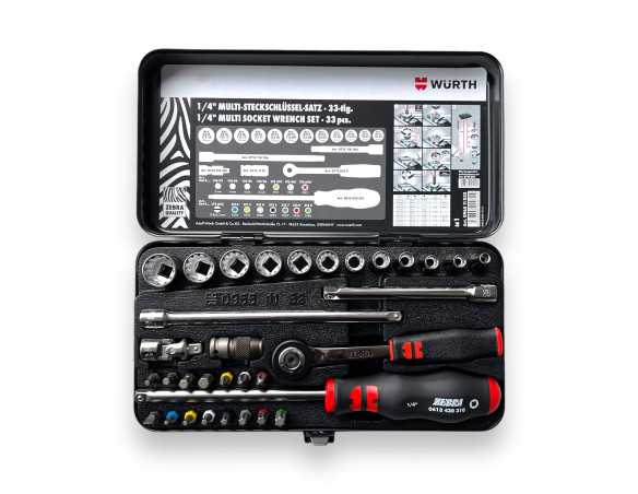 1/4" Wurth Multi socket set, 33 pcs.